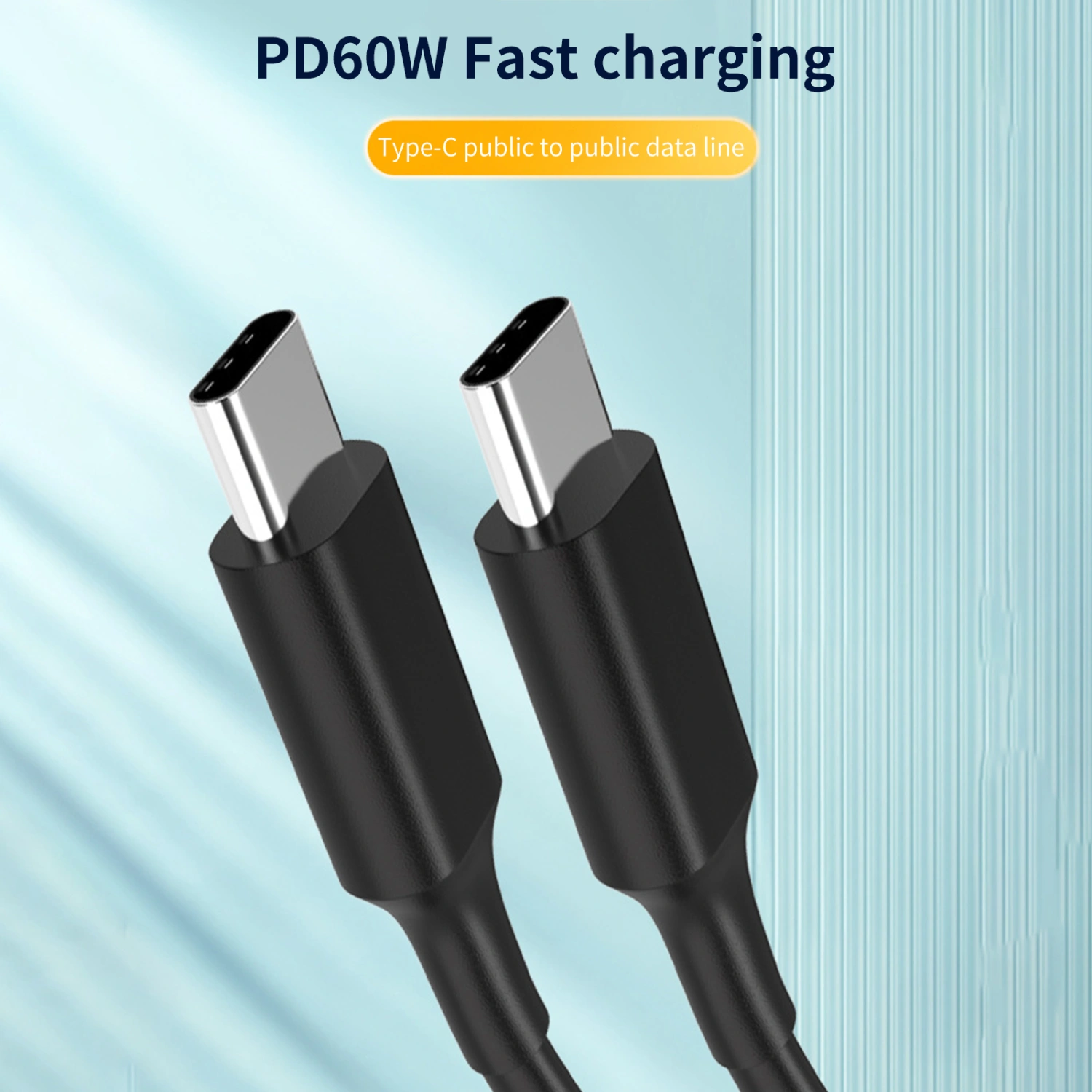 Charging Cable 3A 60W Fast Charging 5Gbps USB3.2 Anti-interference Double-head Type-C Data Cord for Office