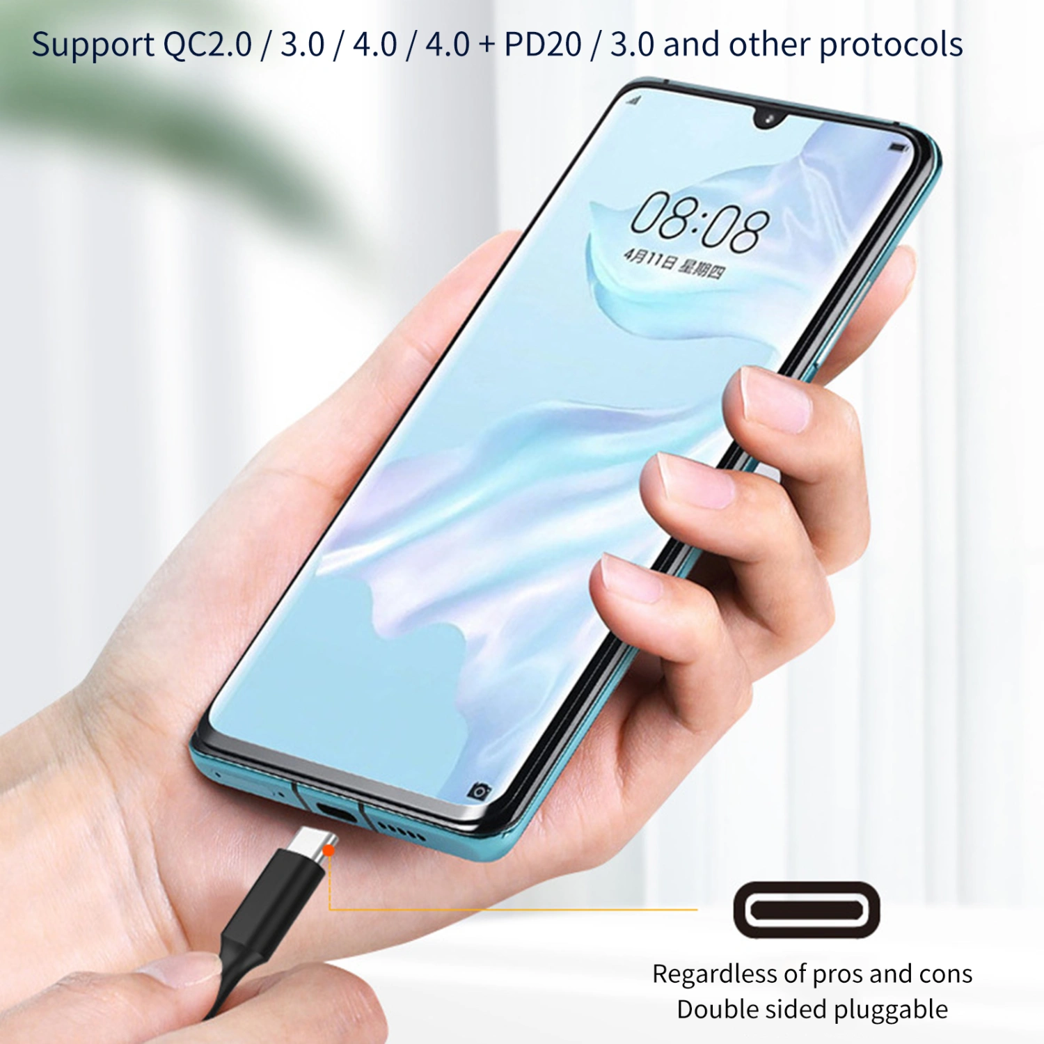Charging Cable 3A 60W Fast Charging 5Gbps USB3.2 Anti-interference Double-head Type-C Data Cord for Office