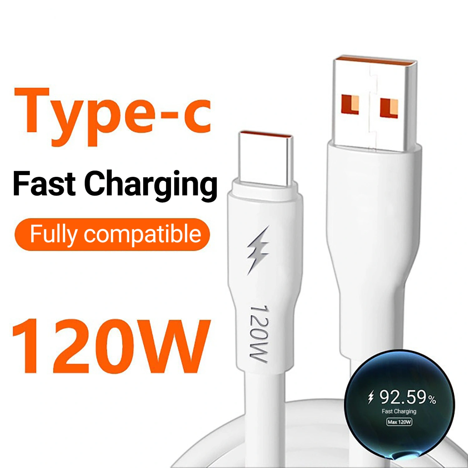 Data Cable Safe Fast Charging 120W Type-C Mobile Phone Data Line Charger Wire for Home 