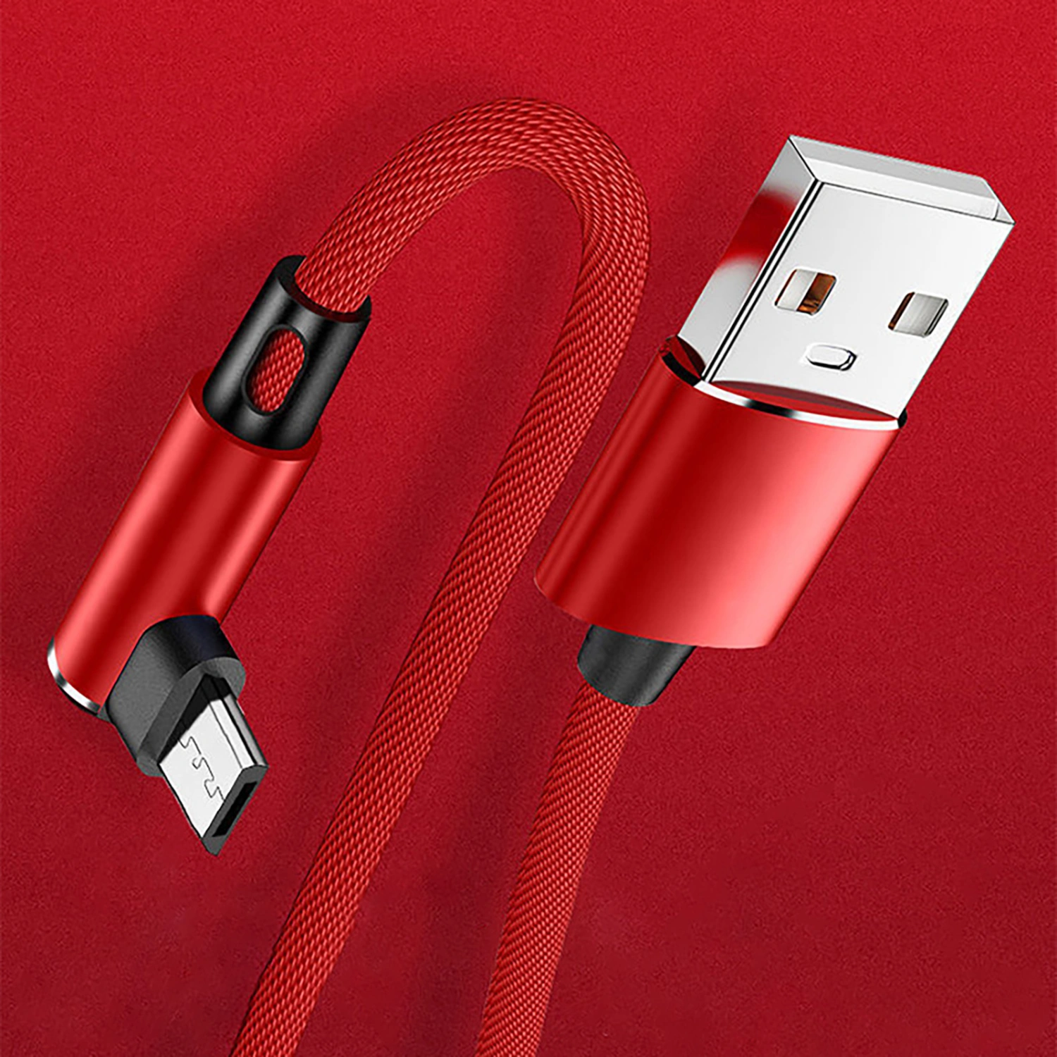 V8 Data Cable 90 Degrees Elbow Fast Charging Plug Play Micro USB Mobile Phone Data Cord Charger Wire for Smart Phone