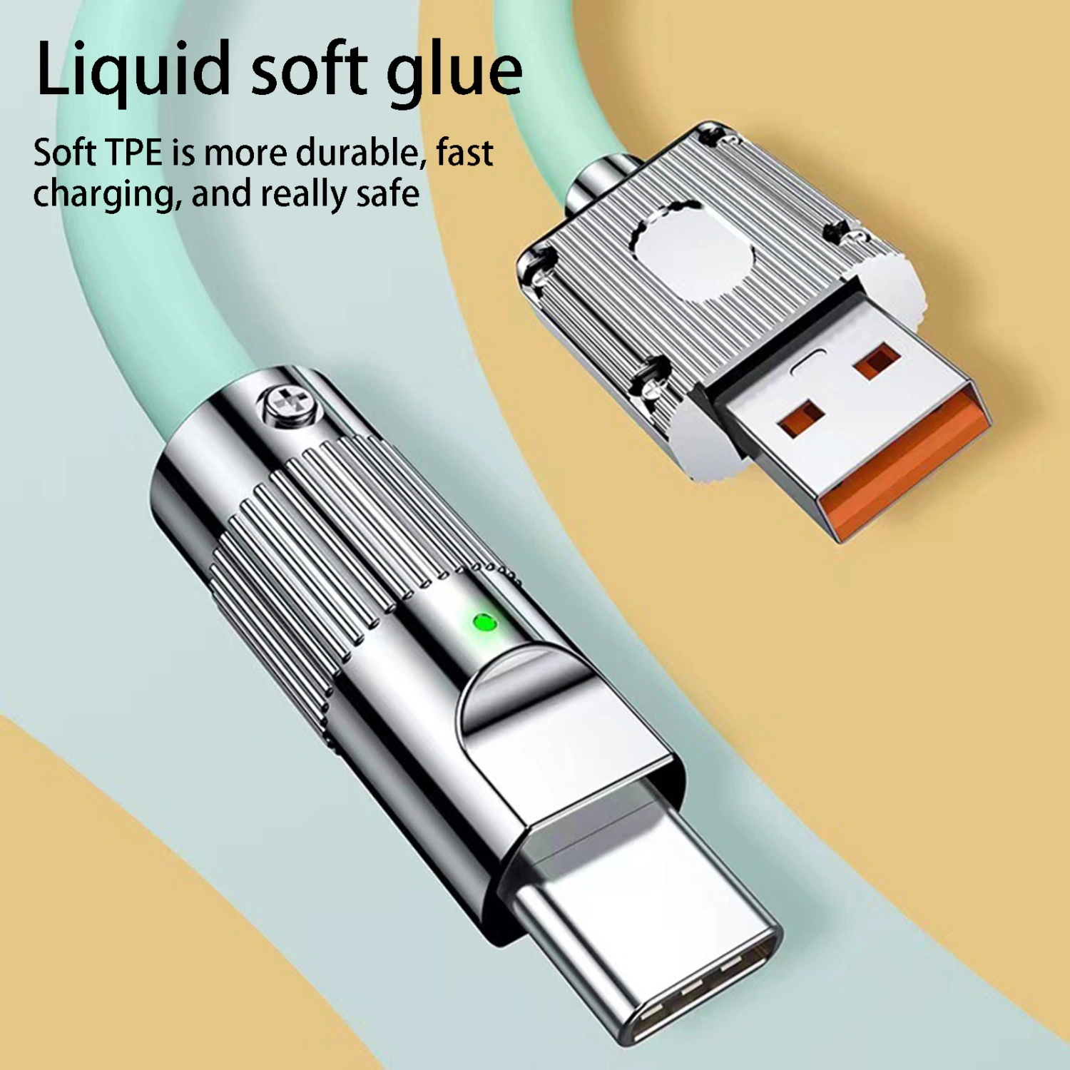 Data Cable Universal High Current Indicator Light Space-saving Safe Super Fast Charge 120W 6A Type-C Mobile Phone Charging Cord for Home