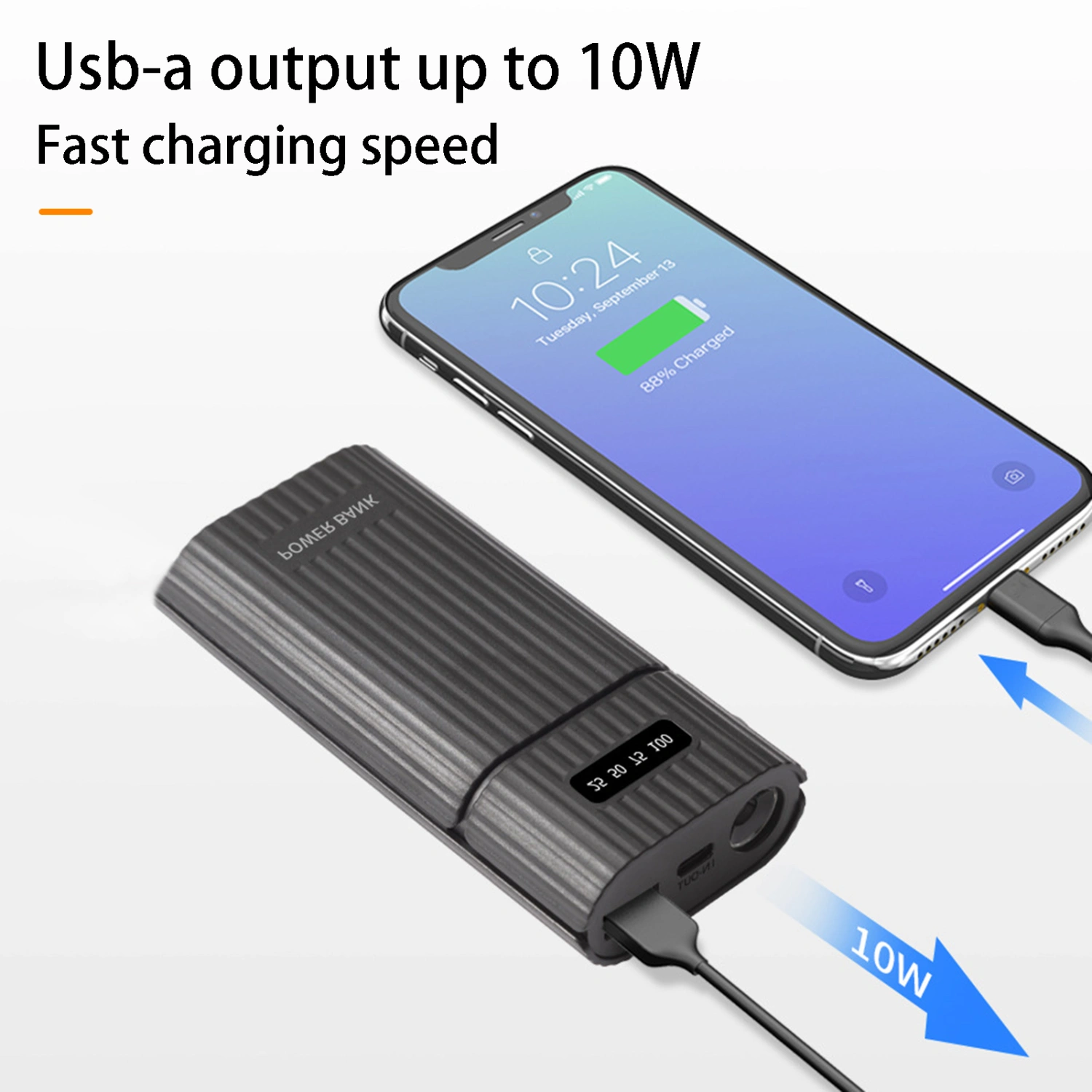 Power Bank Case Universal Convenient Welding-free Fireproof Shockproof Fast Charging with LED Flashlight 2 X 18650 21700 Battery Charger Case DIY Box for Smartphone