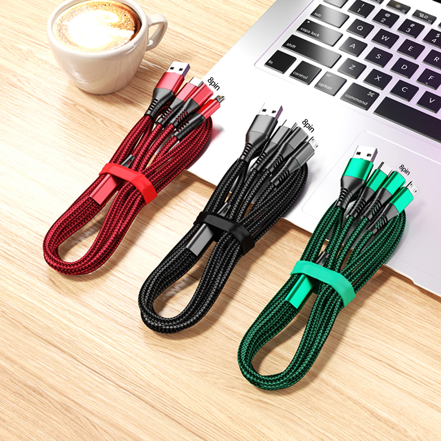 Data Cable Anti-winding 3-in-1 Independent Smart Chip Fast Charging  One Dragging Three Data Cable for Home