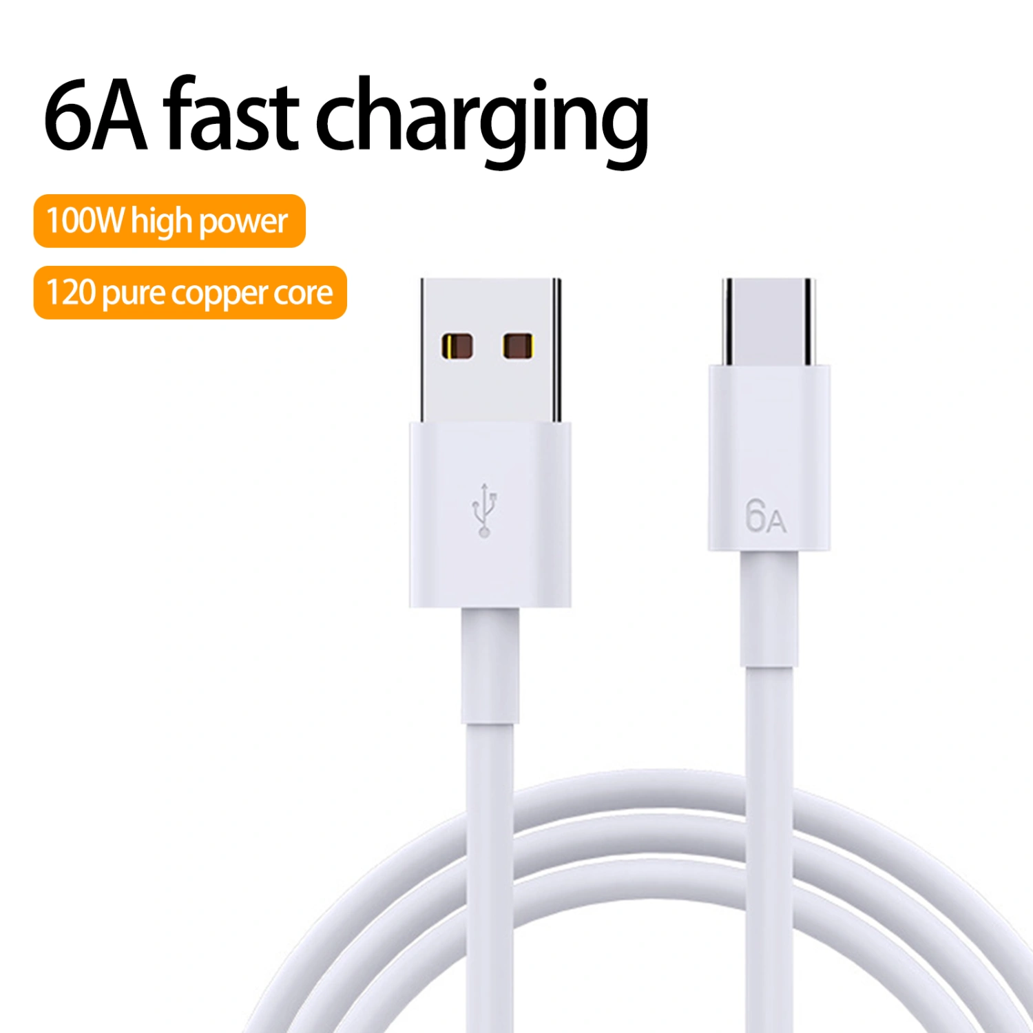 Data Cable High Tenacity Anti-winding Stable Output 12V 6A 1 Meter USB/Type-C Data Cord for Xiaomi for Huawei for OPPO for Android