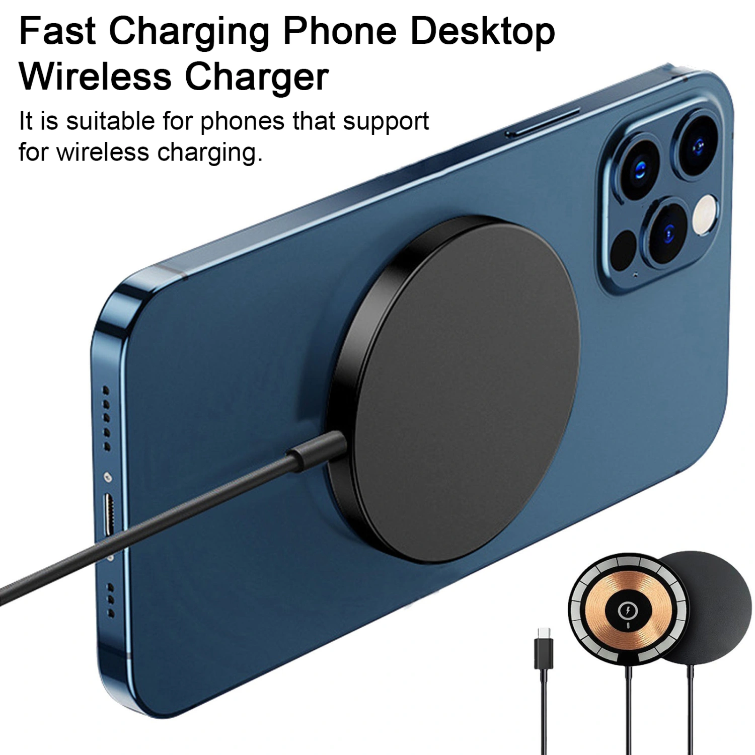 Charger Adapter 15W High Power Magnetic Fast Charging Phone Desktop Wireless Charger for iPhone 14 13 12 Pro