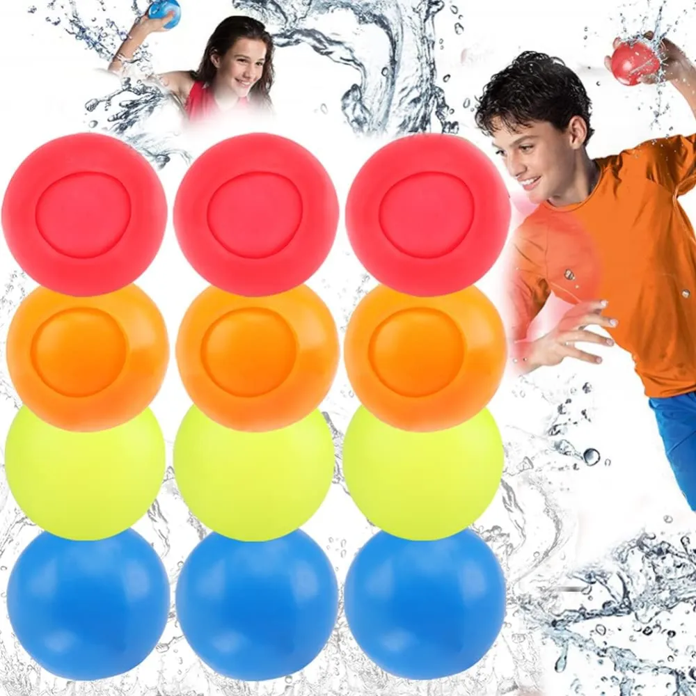 12 PCS Water Bomb Ball Reusable Water Balloons Absorbent Ball Outdoor Pool Beach Play Toy Party Favors Summer Water Fight Games