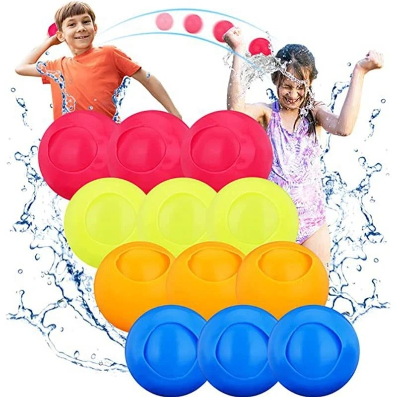 12 PCS Reusable Water Balls Kids Adults Water Bomb Splash Balloons Outdoor Swimming Pool Silicone Water Balls