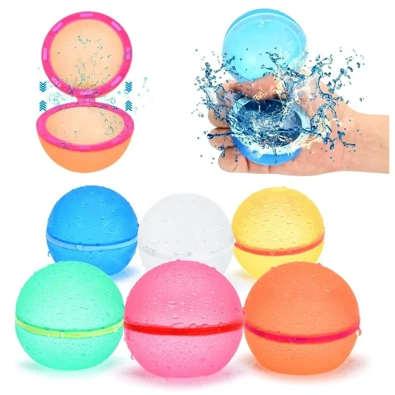 Reusable Water Balloons, Magnetic Self Sealing Quick Fill Water Balloons, Latex-Free Silicone Water Balloons, No Pick UP after Water Fight Games, Summer Toys for Kids Adults, Color Random