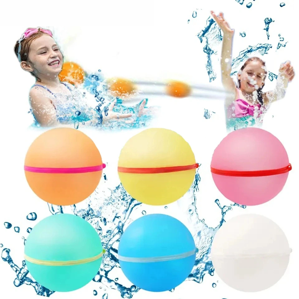 Water Balloons Reusable Splash Ball, Water Pool Toys, No Tying Easy Quick Fill, Magnetic Self-sealing Water Balls for Kids & Adults Summer Fun Outdoor Party Games, Color Random