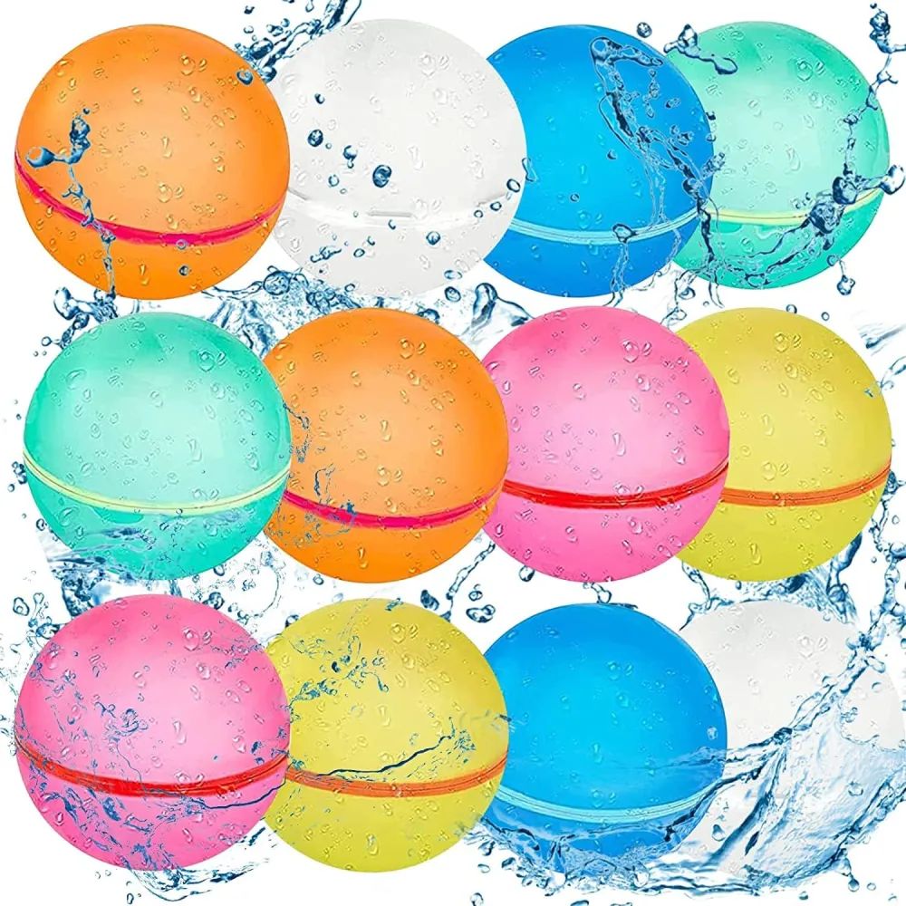 Reusable Water Balloons Water Balls, Soft Silicone Quick Fill Balloons Splash Fun,Outdoor Backyard Summer Splash Party Easy Quick Fun Water Fight Game for Swimming Pool, Color Random