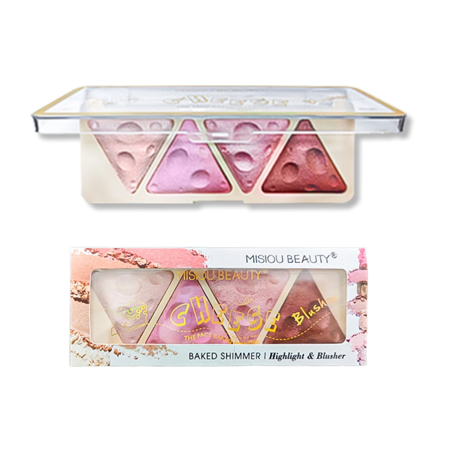 Blush Palette 4 Colors Long Lasting Natural Make up Face Blush Eye Shadow Highlighter for Women Cheeks Makeup