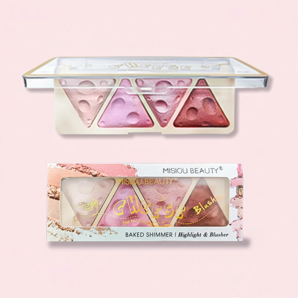 Blush Palette 4 Colors Long Lasting Natural Make up Face Blush Eye Shadow Highlighter for Women Cheeks Makeup
