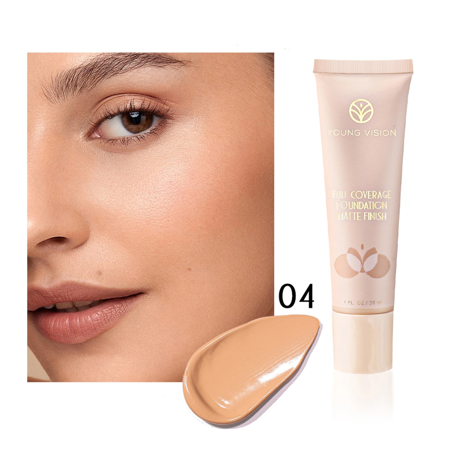 Liquid Foundation, Face Makeup for All Type of Skin, Longwear Full Coverage with Matte Finish, Oil Free