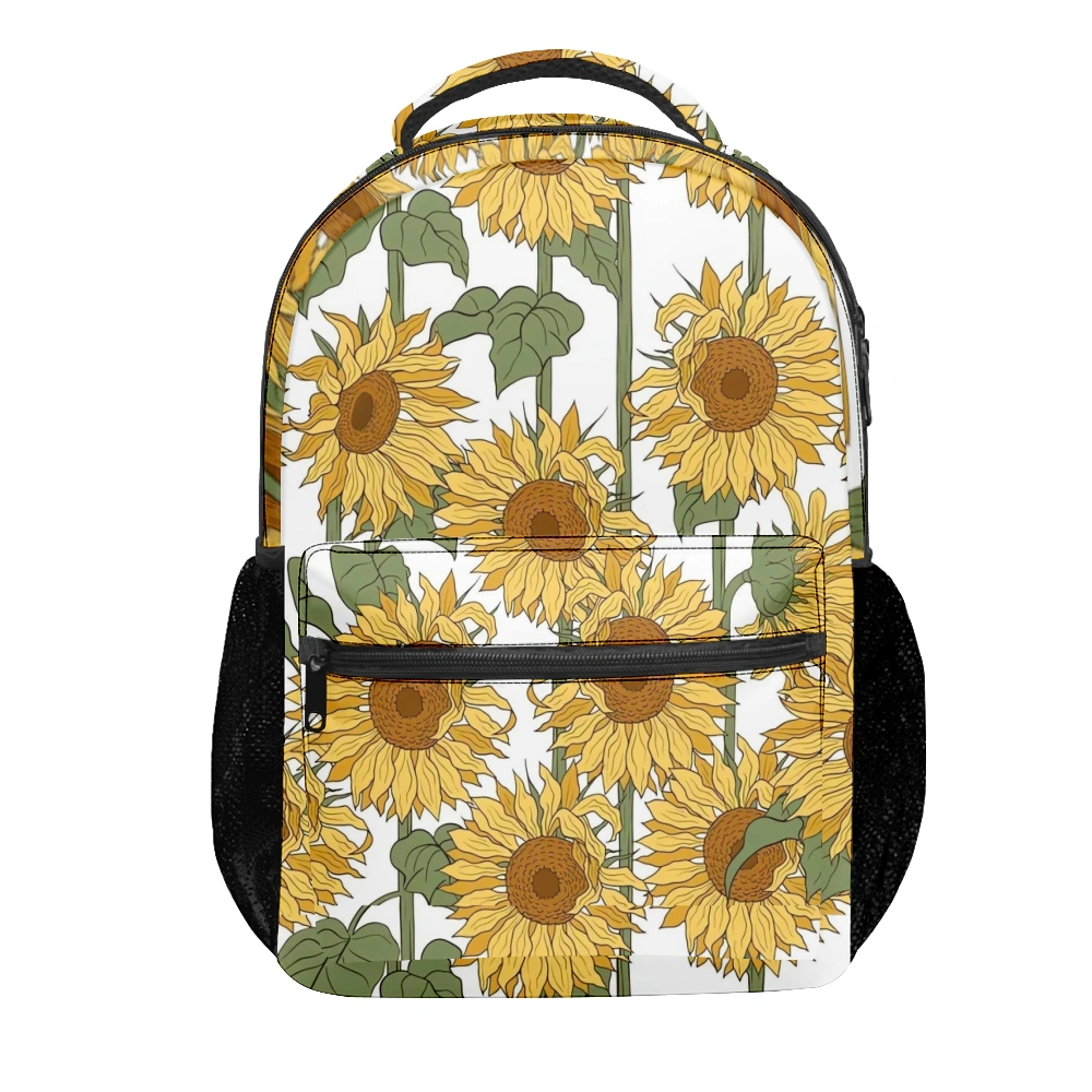 Sunflower Print Floral Backpack,Casual Backpacks,Back Pack,Womens Backpack Travel,Travel Carry On Backpack For Women,