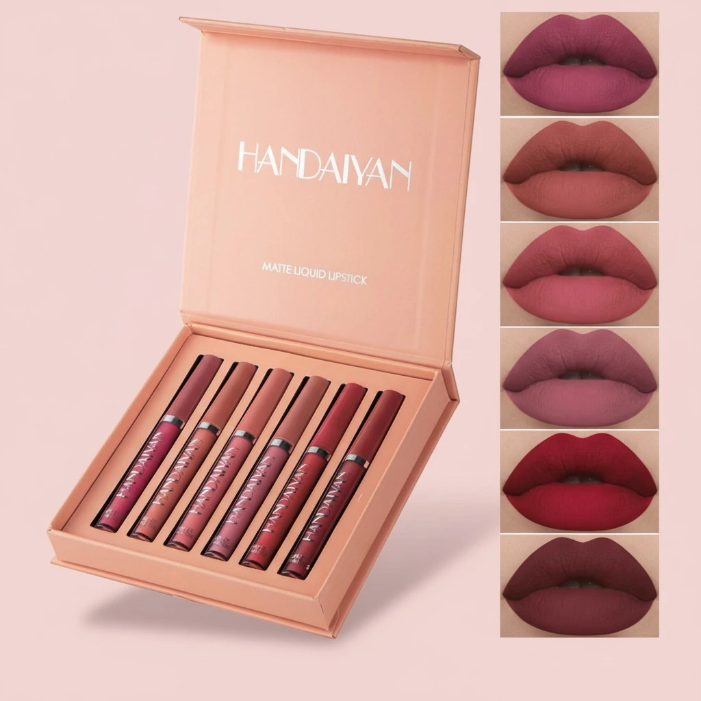 6Pcs Matte Liquid Lipstick Makeup Set, Matte liquid Long-Lasting Wear Non-Stick Cup Not Fade Waterproof Lip Gloss