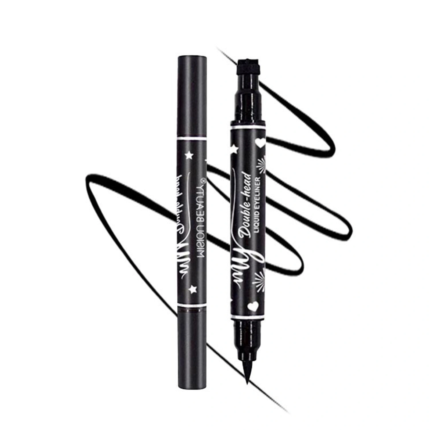 Eyeliner Pen, Double-end Waterproof Long Lasting Eyeliner Liquid Liner Star Stamp Smudge-proof Eyeliner Makeup Cosmetics