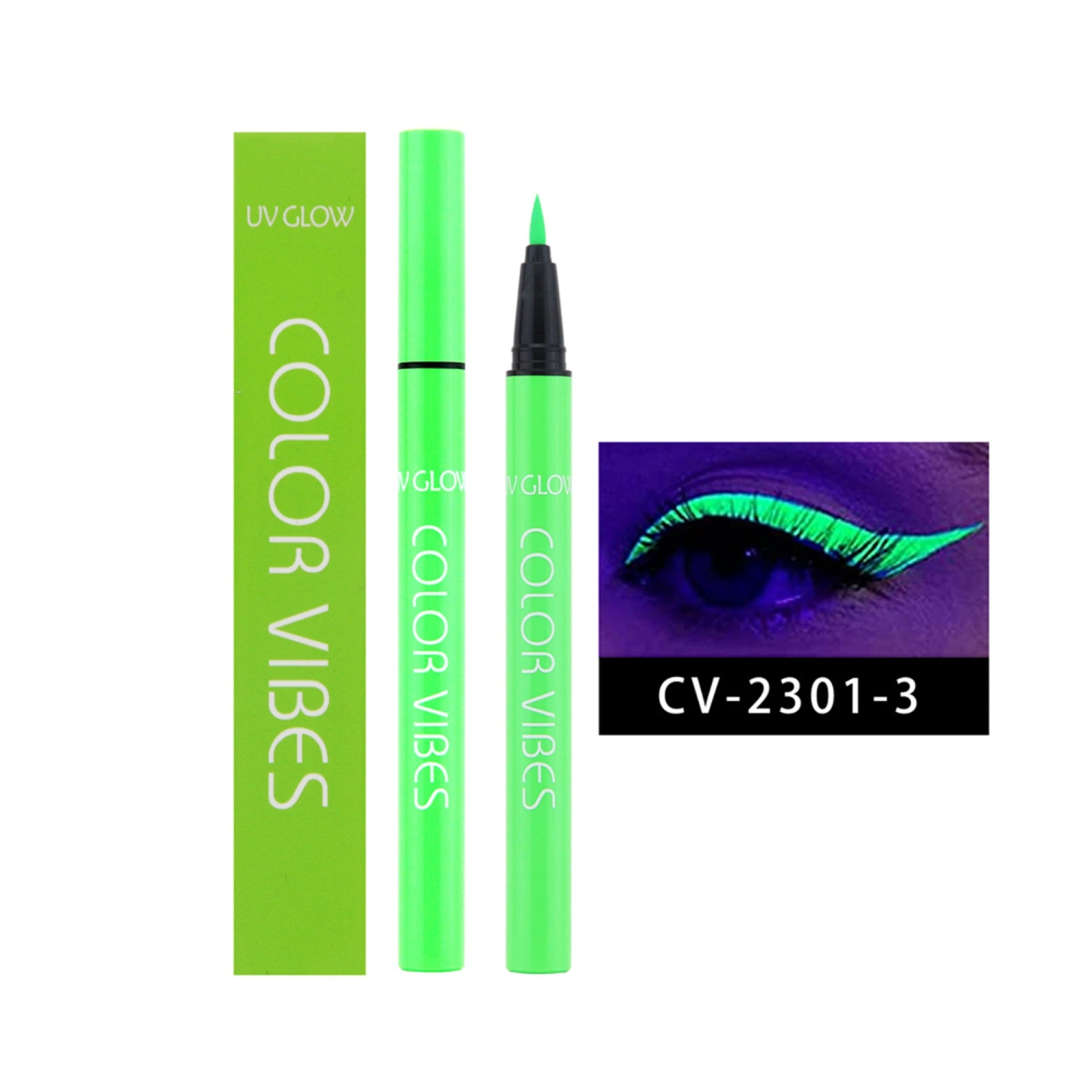 Eyeliner Pen, UV Glow Waterproof Matte Fluorescent Smudge-proof Eyeliner Makeup Cosmetics