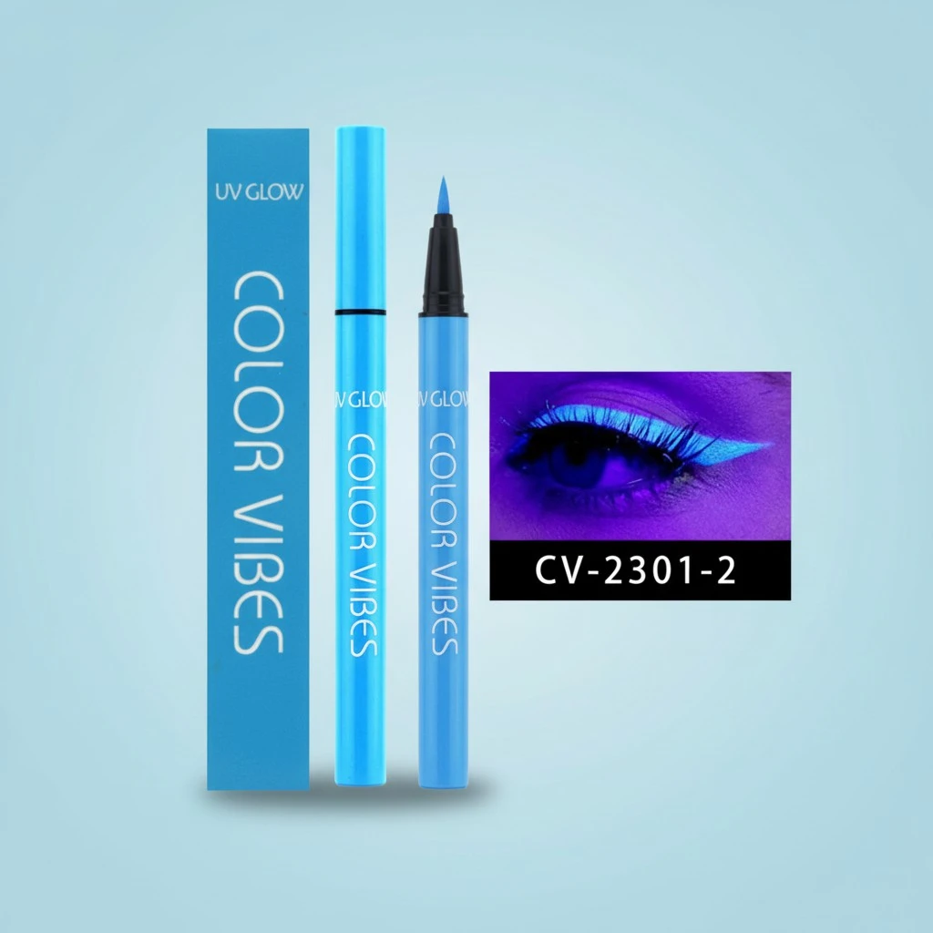 Eyeliner Pen, UV Glow Waterproof Matte Fluorescent Smudge-proof Eyeliner Makeup Cosmetics