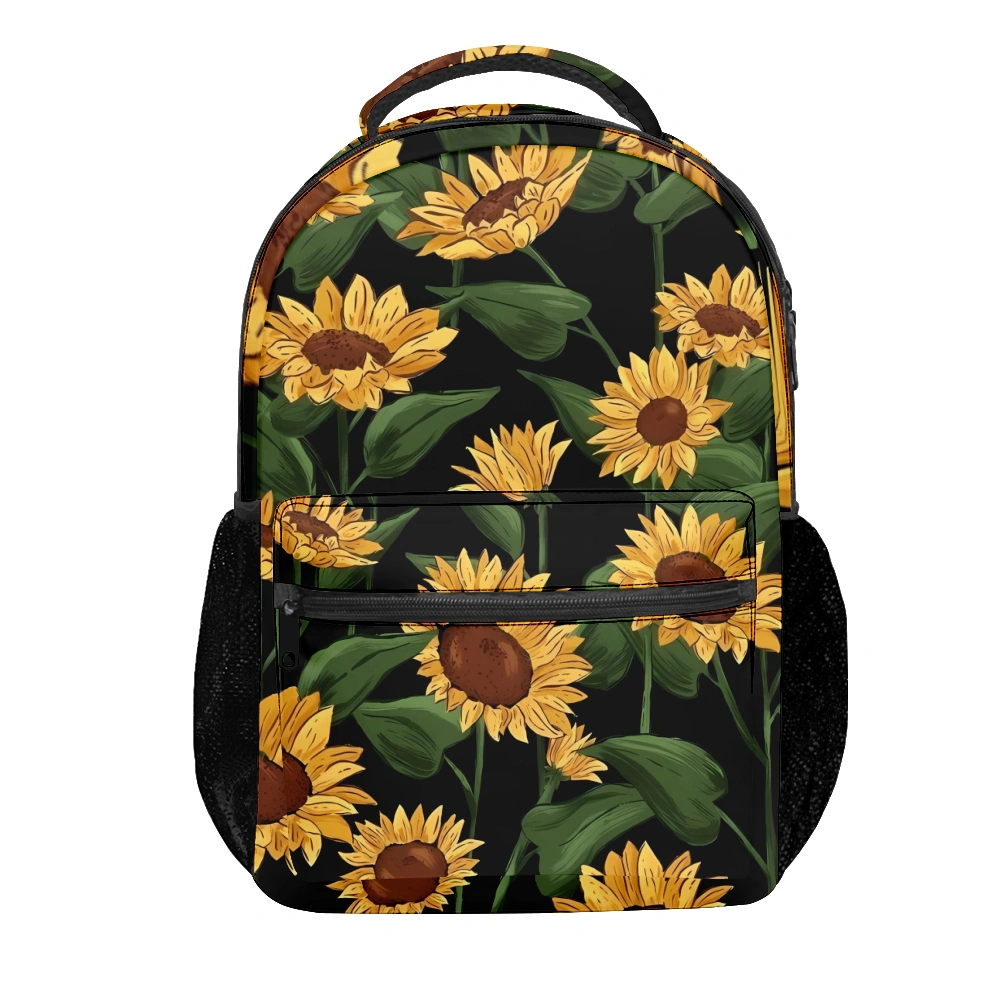 Sunflower Print Floral Backpack,Book Bags Unisex,Book Bag,Travel Backpack For Kids,Backpack For School Girls Middle School,