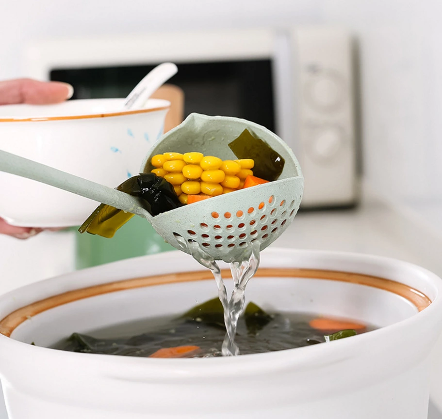 2 In 1 Hot Pot Dinnerware Porridge Soup Spoon With Filter Skimmer Kitchen Utensil Long Handle Colander