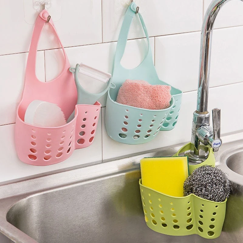 2020 Portable Home Kitchen Bathroom Sink Sponge Hanging PVC Shelving Rack Drain Faucet Storage Pail Shelves Tools Holder