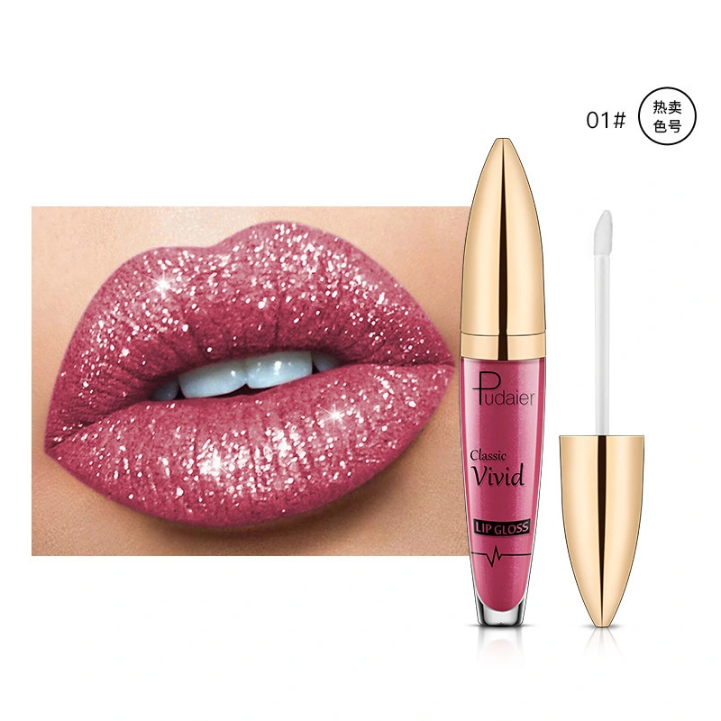 Pudaier Sexy Colors Changing Glitter Lipstick Liquid Metallic Lip Gloss Diamond Waterproof Pearl Lipgloss Women Lip Makeup