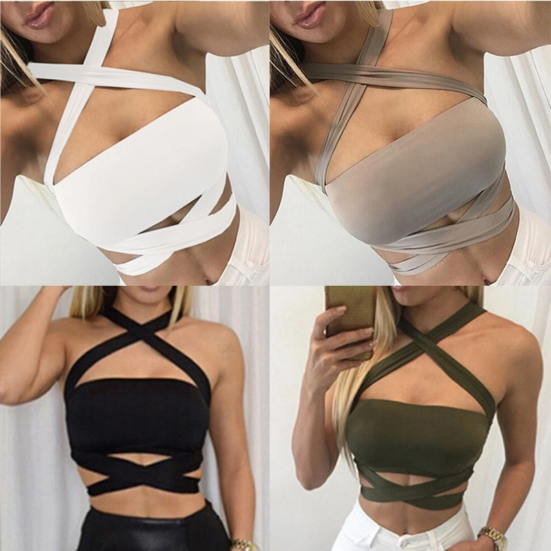 Sexy Women Halter Bandage Crop Top Girl Fashion Beach Club Wear