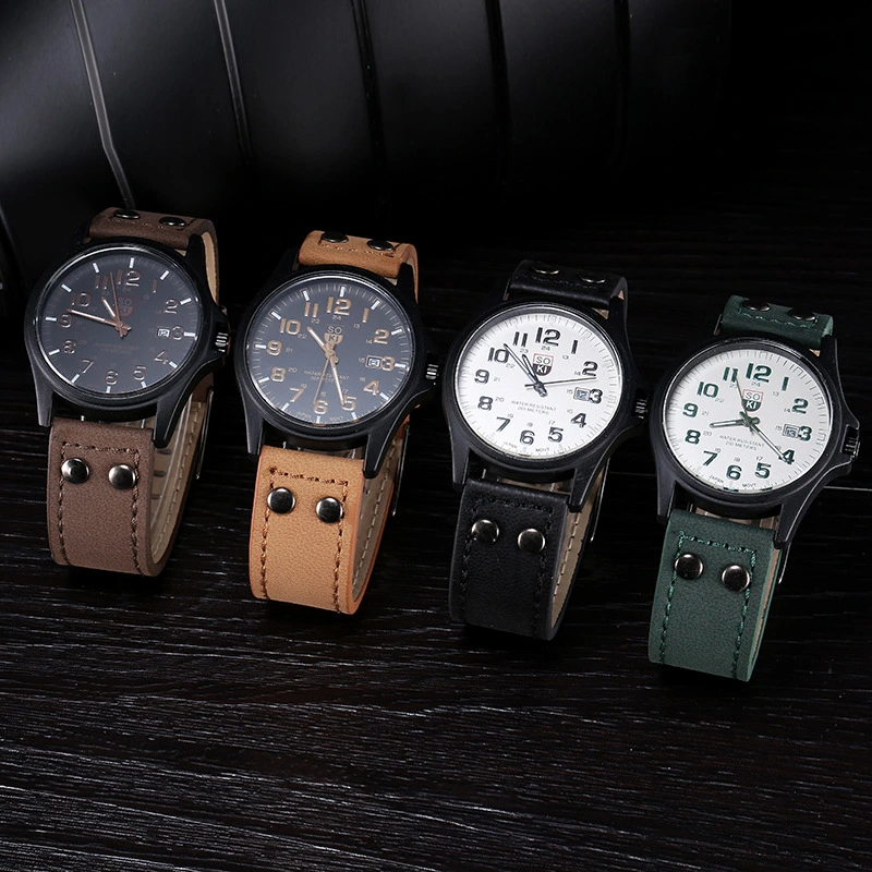 2023 Men Casual Watches Leather Strap Number Dial Quartz Wristwatch for Man Simple Sport Style Male Clock Relogio Masculino