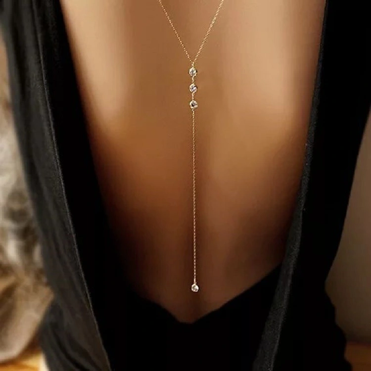 Women Fashion Bridal Simple Back Chain Backless Necklace Body Chain