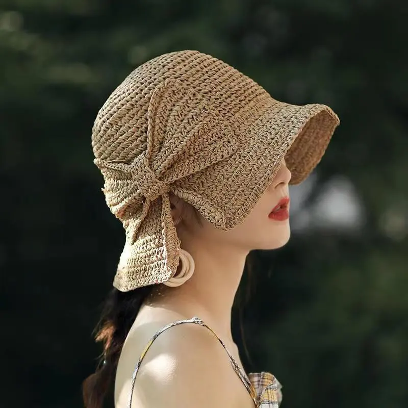 Women Fashion Foldable Ladies Summer Straw Hats Beach Sun Hat Brimmed