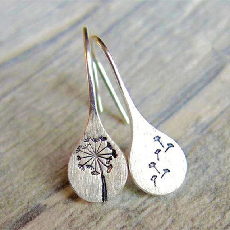 Simple 925 Sterling Silver Dandelion Earrings for Women Engagement Wedding Jewelry Statement Earrings