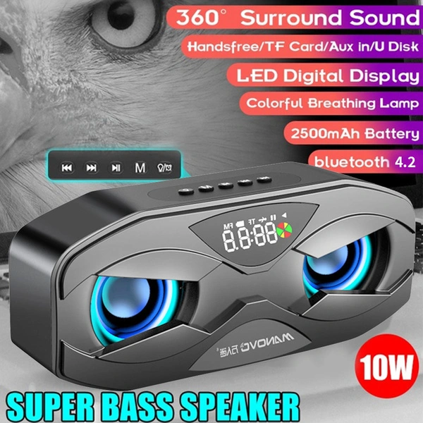 New Cool Owl Design Bluetooth Speaker LED Flash Wireless Loudspeaker FM Radio Alarm Clock TF Card Music Player