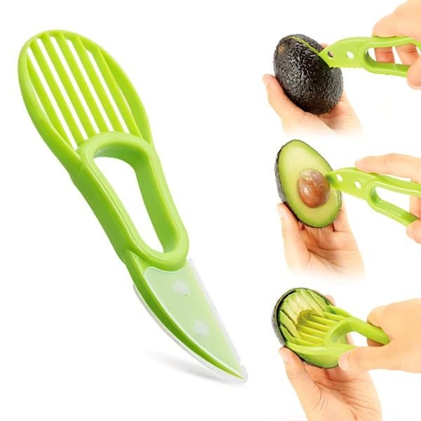 3 In 1 Multifunctional Slicer Avocado Pitter Fruit Peeler Fruit Cutter Pulp Separator Plastic Knife Kitchen Vegetable Gadgets