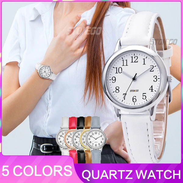 Classic Women's Casual Quartz Leather Band Strap Watch New Round Analog Clock Wrist Watches Designer Watches Stonego Jewelry Accessories