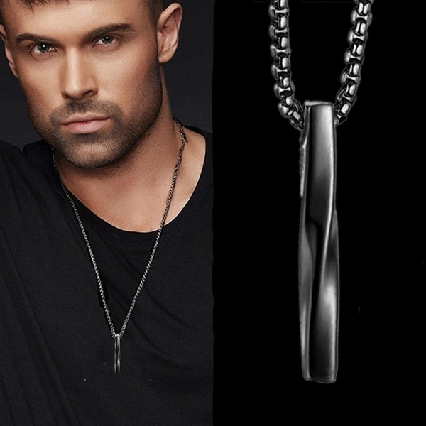 Luxury Creative Men's Fashion Accessories Simple Stainless Steel Pendant Geometric Necklace Classic Retro Design Suitable for Any Occasion Exquisite and Handsome Men's Jewelry Accessories Jewelry Party Pendant Necklace