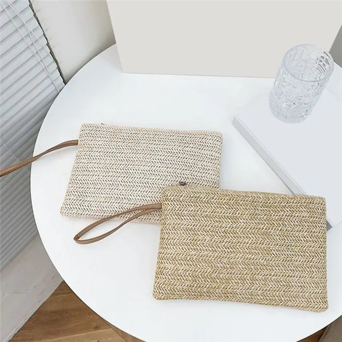 Fashion Weaving Bag Women Clutch Bag Money Phone Clutch Bag Woven Straw Handbag with Coin Purse