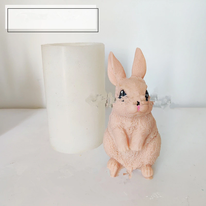 3D Three-dimensional Cute Standing Big Rabbit Decorative Silicone Mould