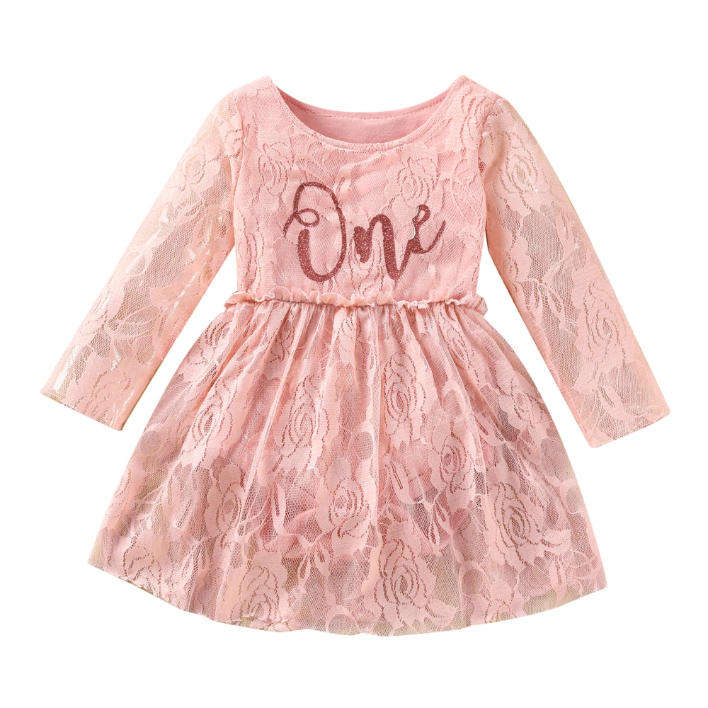 Baby Girls Romper Dress Sweet Casual Long Sleeves Letter Printed Newborn Lace Jumpsuits