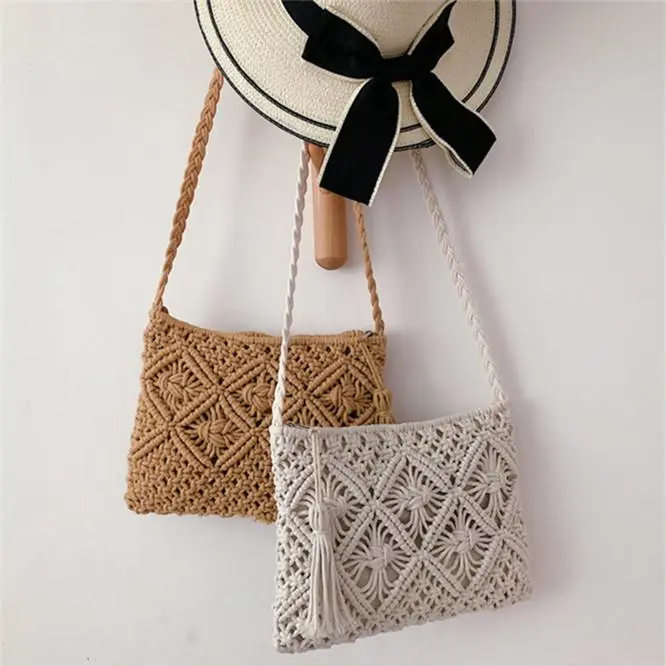 Fashion Crossbody Bag Woven Straw Bags Summer Women Knit Handbag Beach Handbag Ladies Messenger Bags for Women