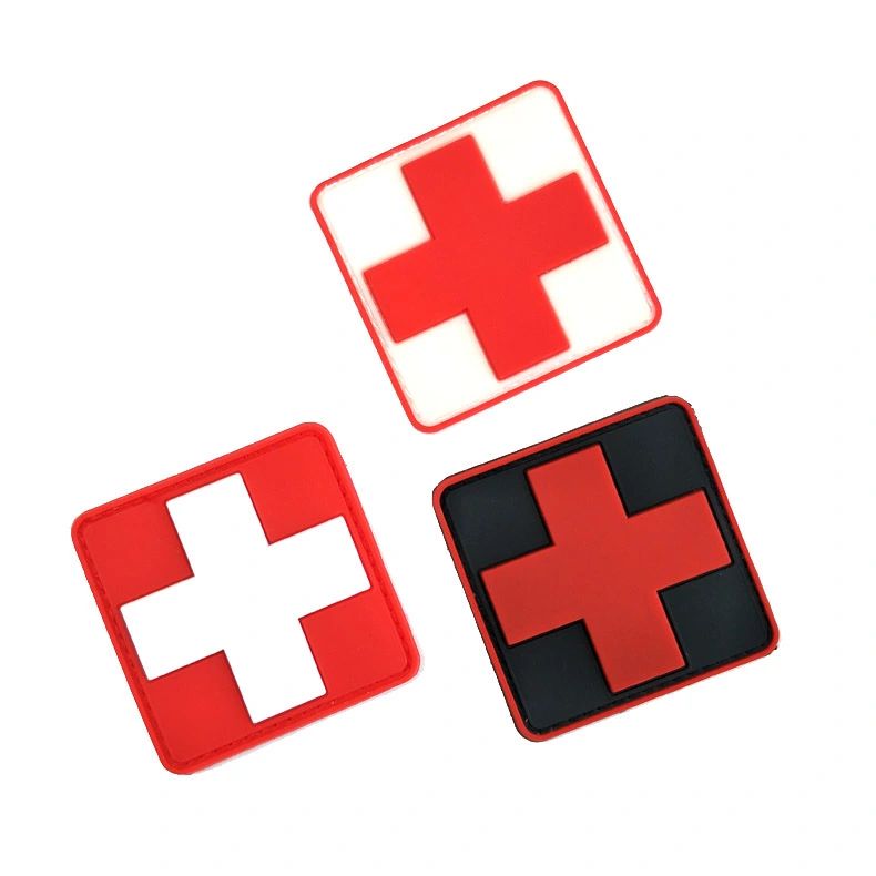 Outdoor PVC Rubber Velcro Red Cross Medical Rescue Sticker