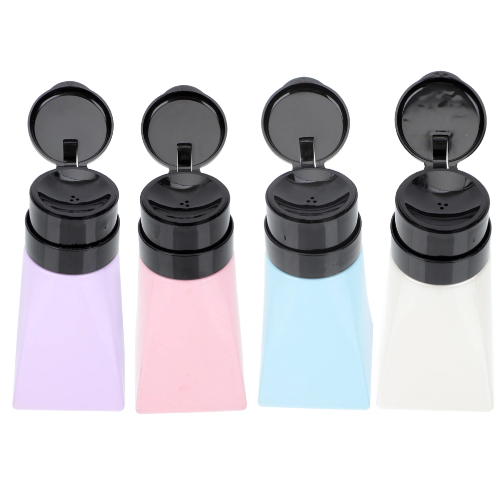 4Pcs Nail Polish Remover Press Bottle Empty Acrylic Remover Bottle Mixed Color