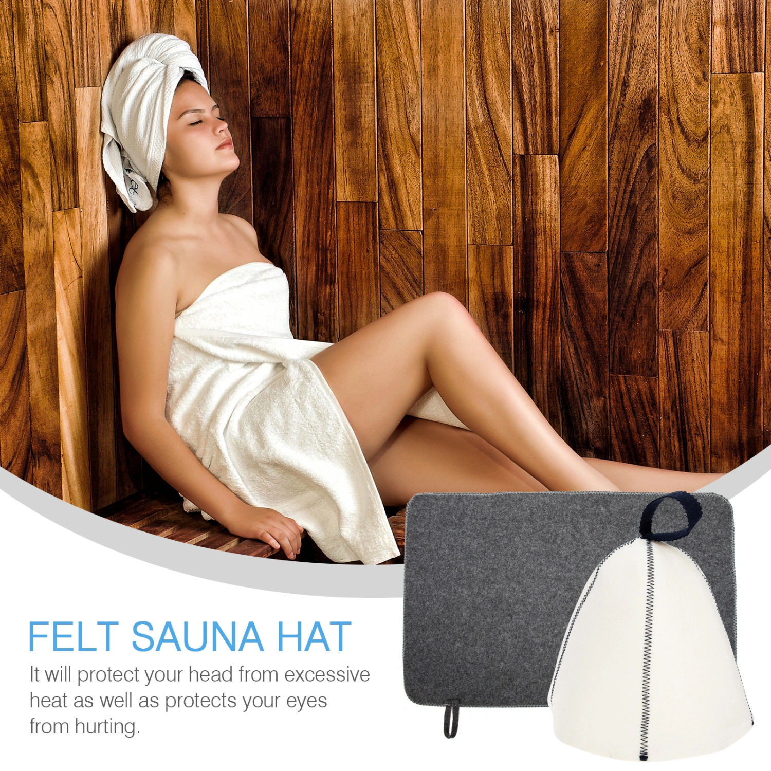 1 Set Heat Resistant Felt Cushion Felt Hat Breathable Sauna Hat Thicken Caps