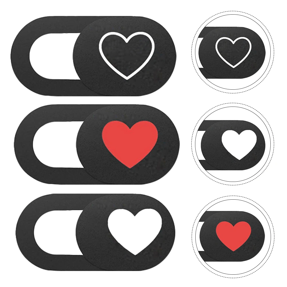 3PCS Heart Pattern Camera Cover Slide Blocker Tablet Camera Protection Cover