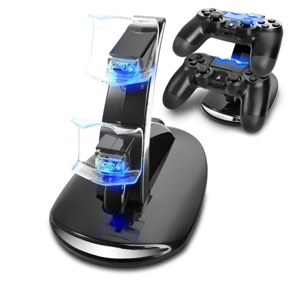 PS4 Controller Charger Charging Station Dual USB Charger Charging Stand Dock for Playstation 4 PS4 Controller and PS4 Pro Controller (Black)