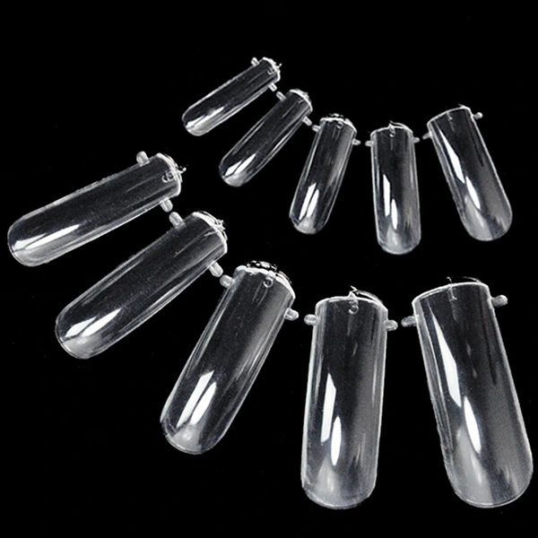 100pcs Nail Art System Form UV Gel Acrylic Nail Tips (Transparent)