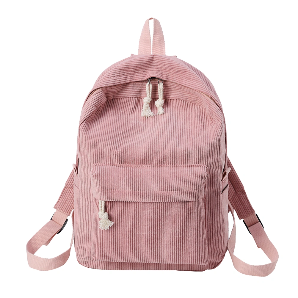 Corduroy Backpack Multifunction Bag Fashion Backpack for Girls Women Student (Pink)
