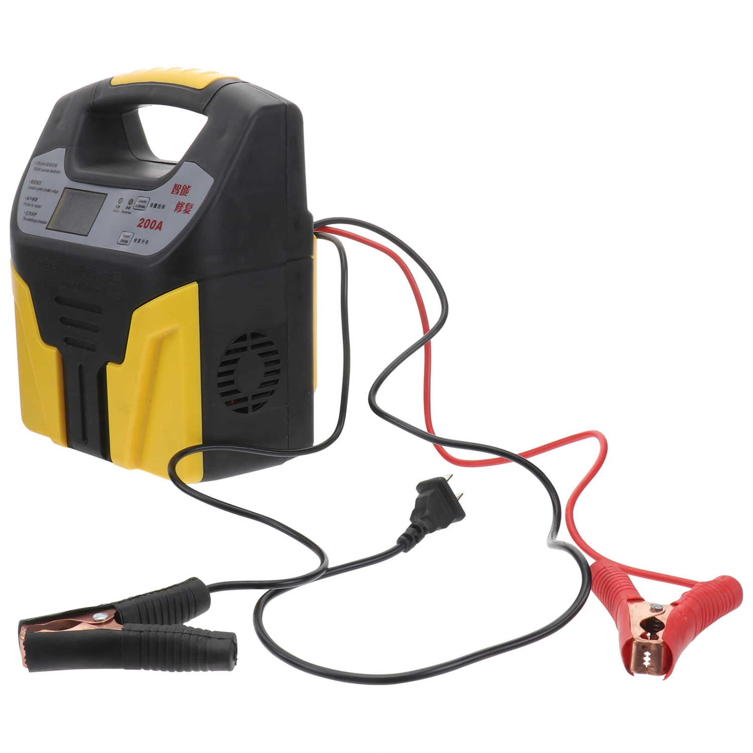 1PC 12V 24V Automatic Smart Car Battery Charger Car Storage Battery Charger Movable Car Pulse Charger with US Plug for Car (Yellow)
