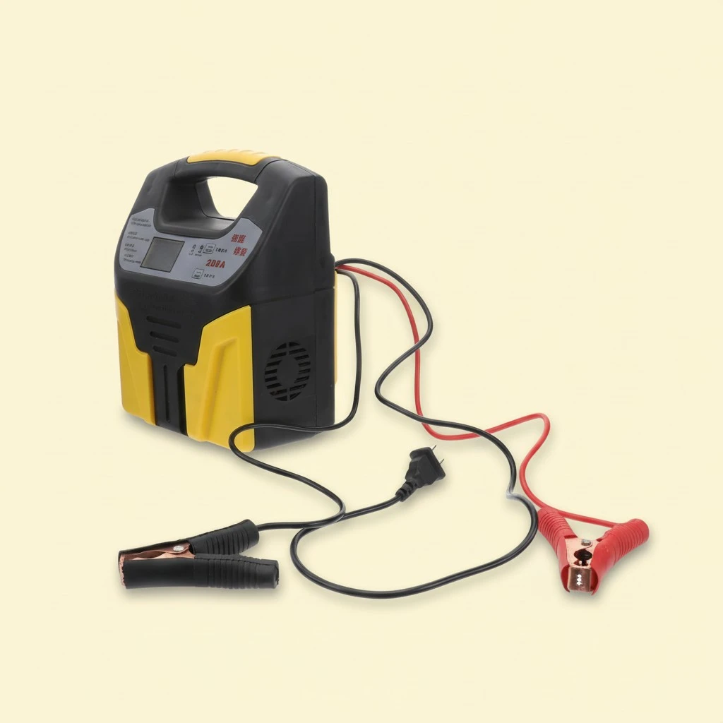 1PC 12V 24V Automatic Smart Car Battery Charger Car Storage Battery Charger Movable Car Pulse Charger with US Plug for Car (Yellow)