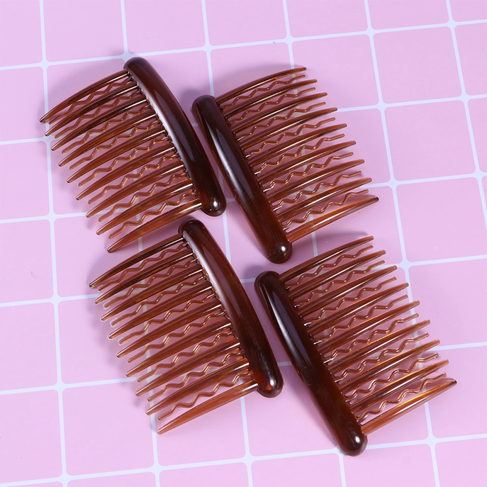 12pcs 17 Teeth Plastic Hair Clip Combs Vintage Small Hair Side Combs 8x5cm (Dark Coffee)