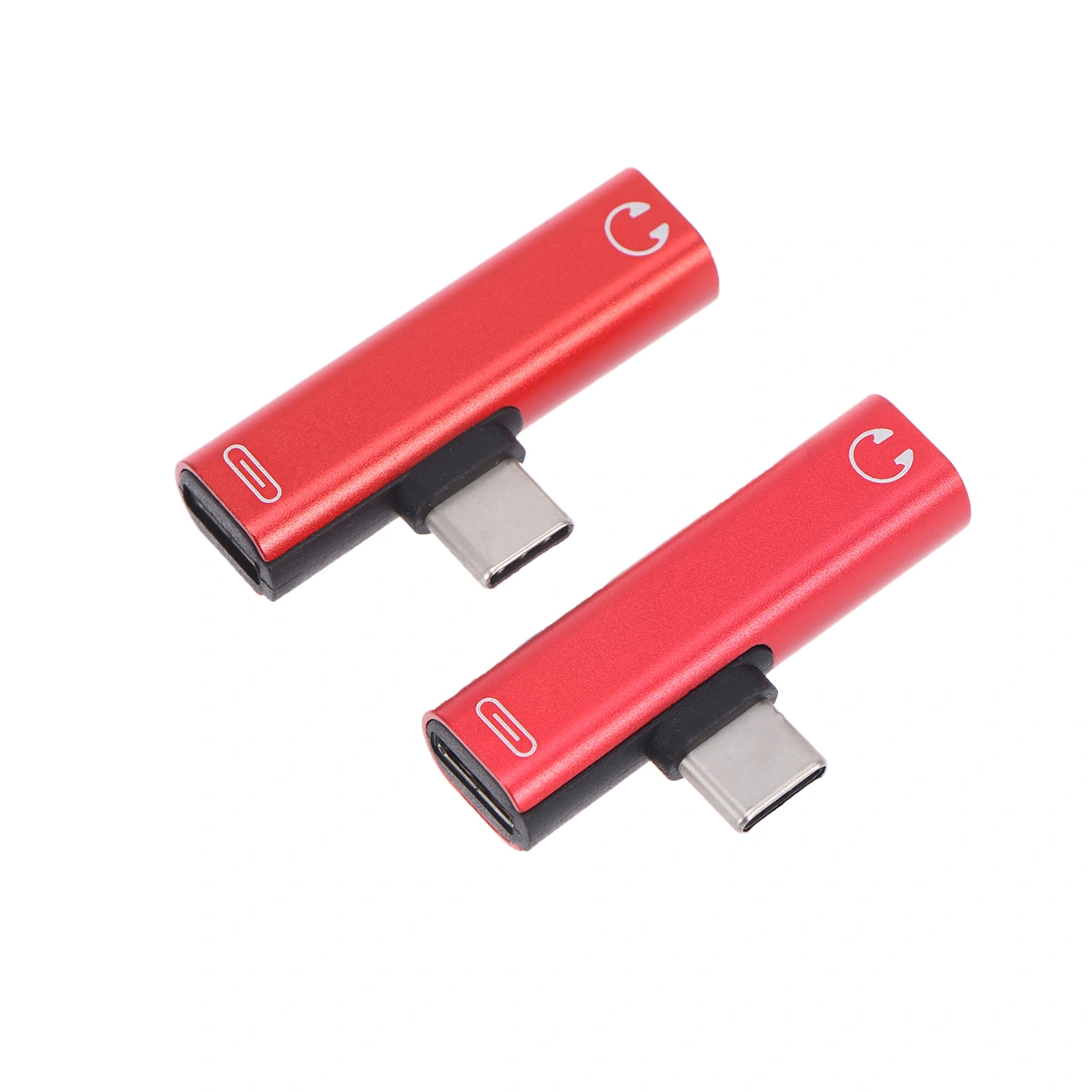 2PCS USB Type-C To 3.5mm Headphone Jack AUX Audio Cable Adapter Charging Converter for Phone (Red)